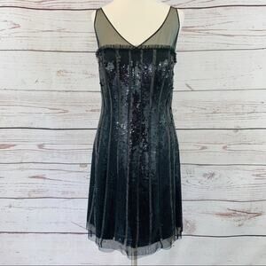 BCBGMAXAZRIA black sequin dress sheer straps
